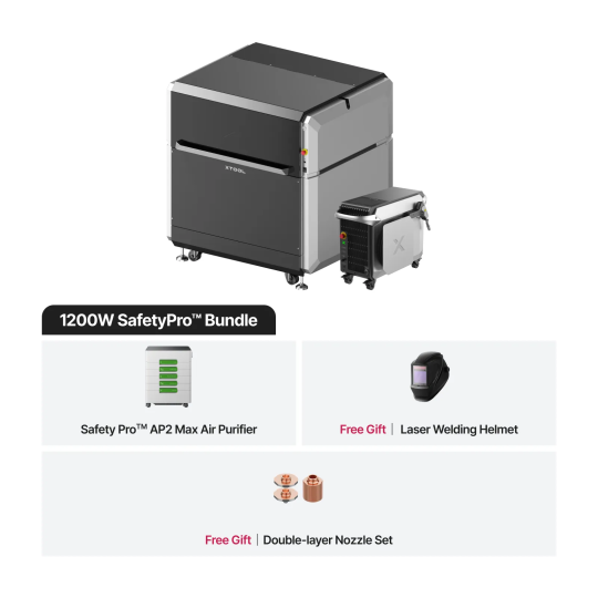 xTool MetalFab 1200W – Soudeuse laser + découpeuse CNC – Pack SafetyPro™ (purificateur AP2 Max)