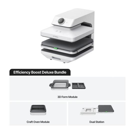 xTool WonderPress Efficiency Boost Deluxe Bundle (presse à chaud automatique + Craft Oven + 3D Form + Dual Station)