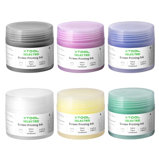 Set d'Encres de Sérigraphie xTool - 6 Couleurs de Base (À l'eau)